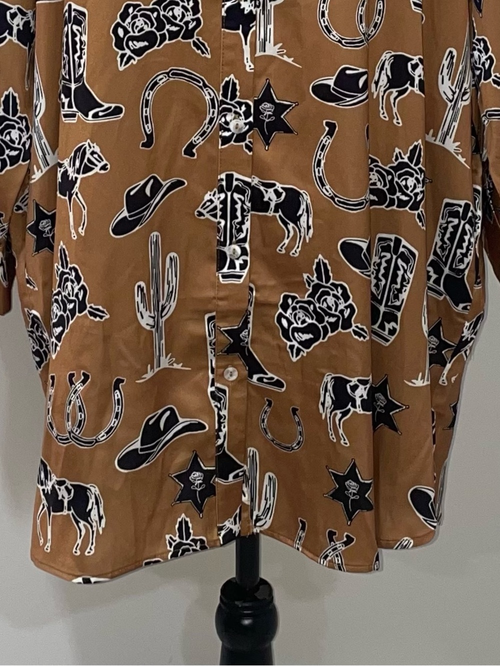 Western Shirt Dress Camel Toffee Brown Country Horse Rodeo Horseshoe Cowgirl - Picture 5 of 14
